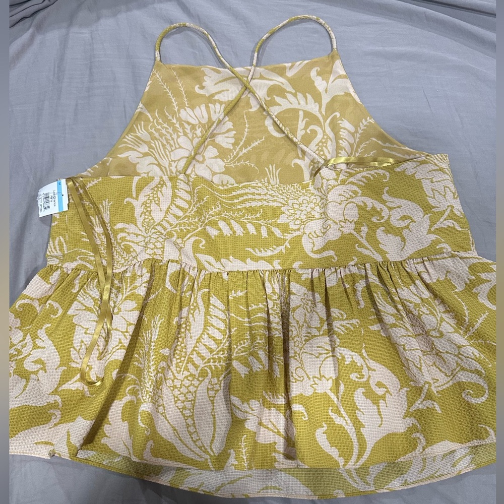 Ted Baker Mustard and Cream Patterned Top Size 6 - Picture 8 of 9